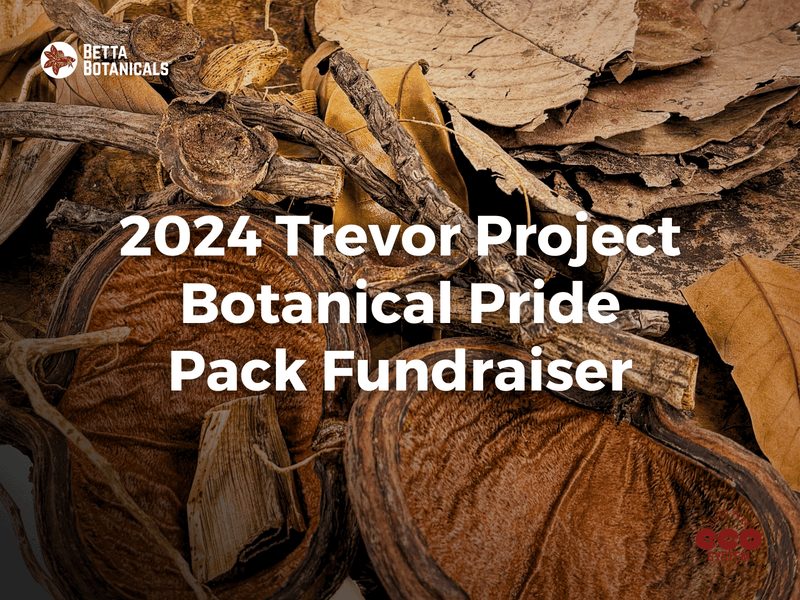 2024 Trevor Project Botanical Pride Pack Fundraiser featuring a collection of natural botanicals for aquarium and bioactive setups, supporting LGBTQ+ causes at Betta Botanicals.