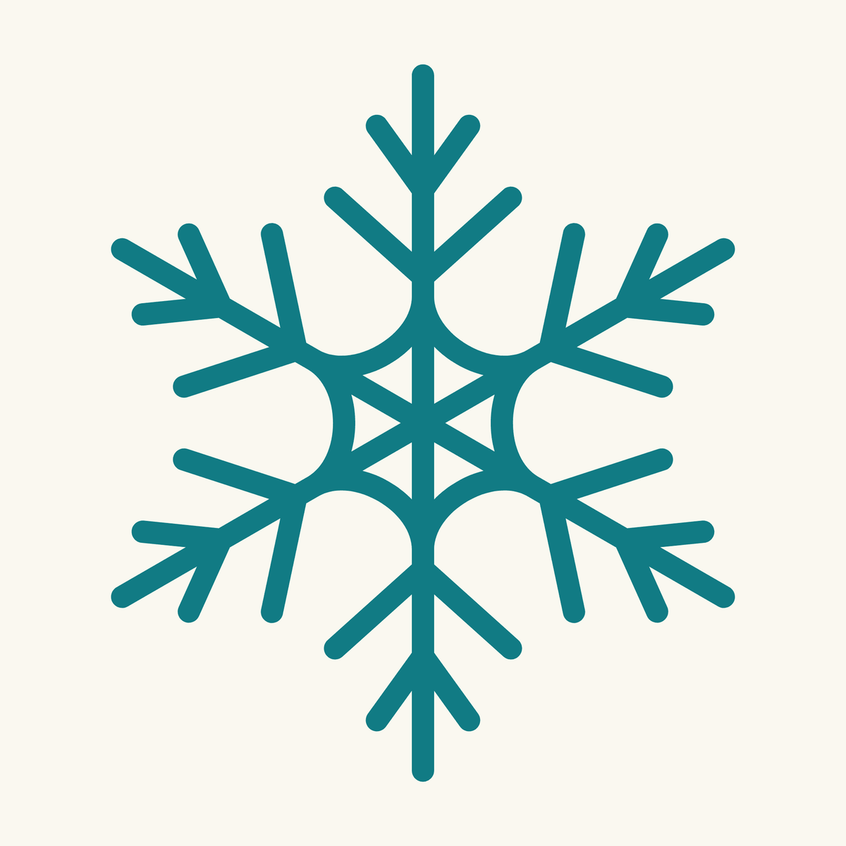 A blue snowflake on a natural cream background for an ice pack during aquatic plant shipping at Betta Botanicals.