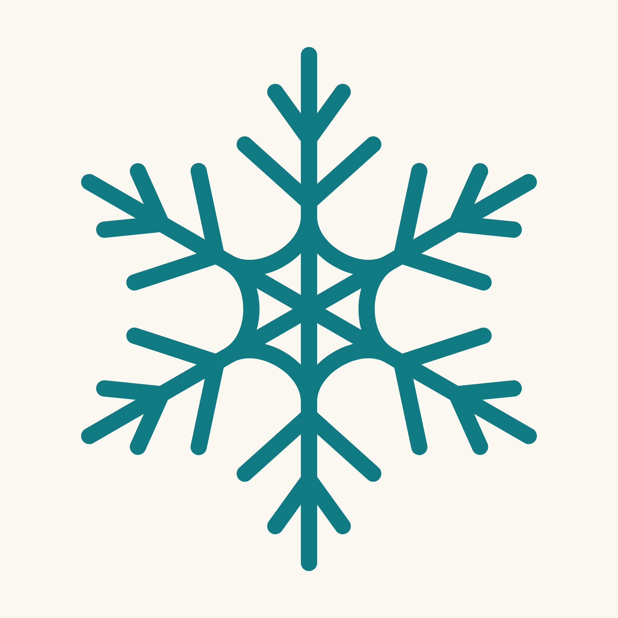 A blue snowflake on a natural cream background for an ice pack during aquatic plant shipping at Betta Botanicals.