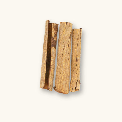 A collection of brown catappa bark curls (Terminalia catappa) for blackwater aquariums, photographed on a natural background at Betta Botanicals.