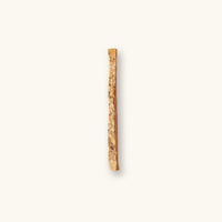 A single brown and textured catappa bark stick (Terminalia catappa) for biotope aquariums, photographed on a natural background at Betta Botanicals.