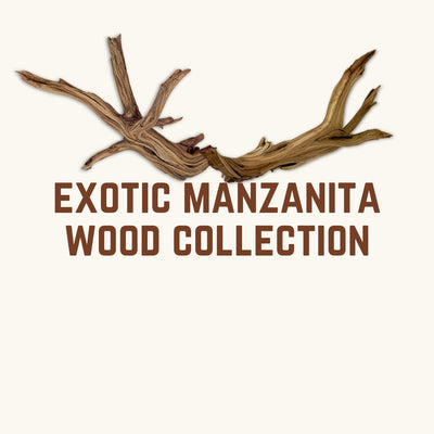 Exotic manzanita wood for aquascaping in blackwater aquariums and bioactive vivariums at Betta Botanicals.