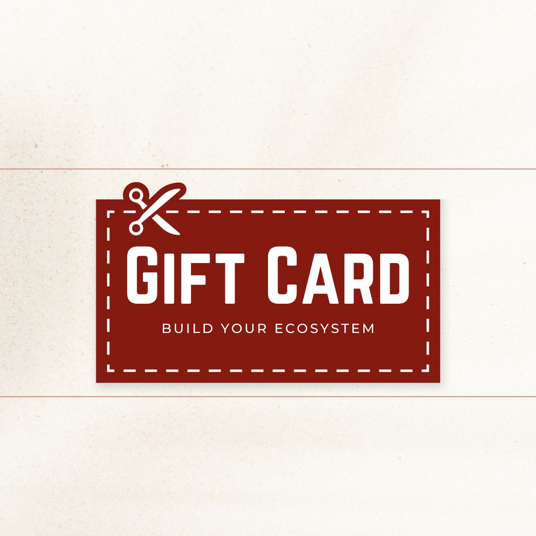 Aquarium gift card by Betta Botanicals, for betta fish tanks, botanical aquariums, and blackwater aquariums.